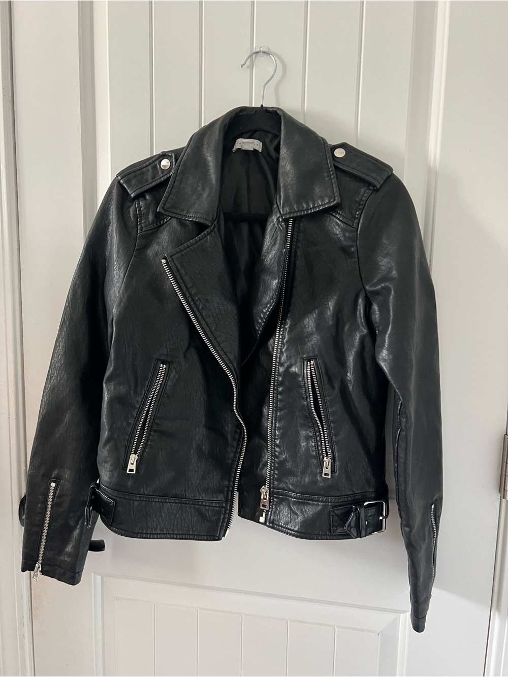 Topshop Black Faux Leather Moto Jacket